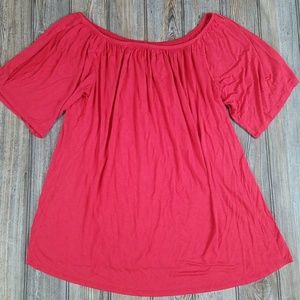 Lane Bryant Red Stretchy Off Shoulder Short Sleeve Flowy Blouse Top
